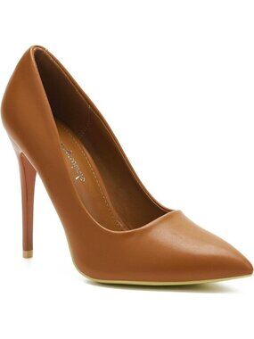 4 Inch PU-Brown Womens Pumps High Heels Stiletto Pointed Closed Bridal Shoes